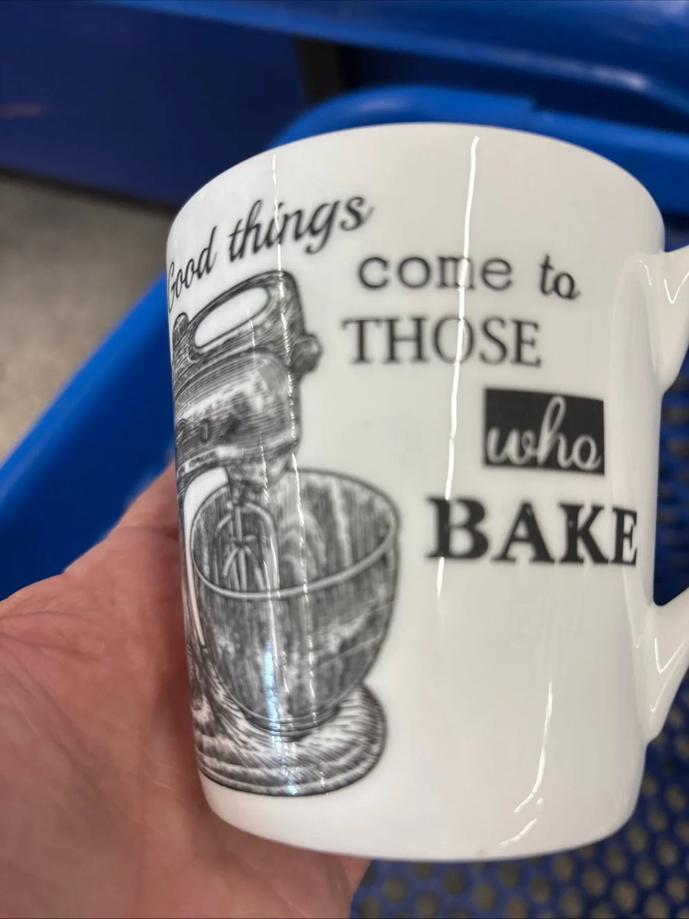 White Ceramic Baking Mug with Black Mixer Illustration
